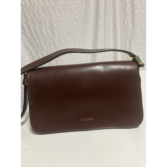 Mondani Handbags - Mondani New York Faux Leather Shoulder Bag Brown Black Flap Purse